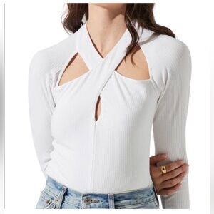 ASTR the Label White Cut Out Bodysuit - Size M